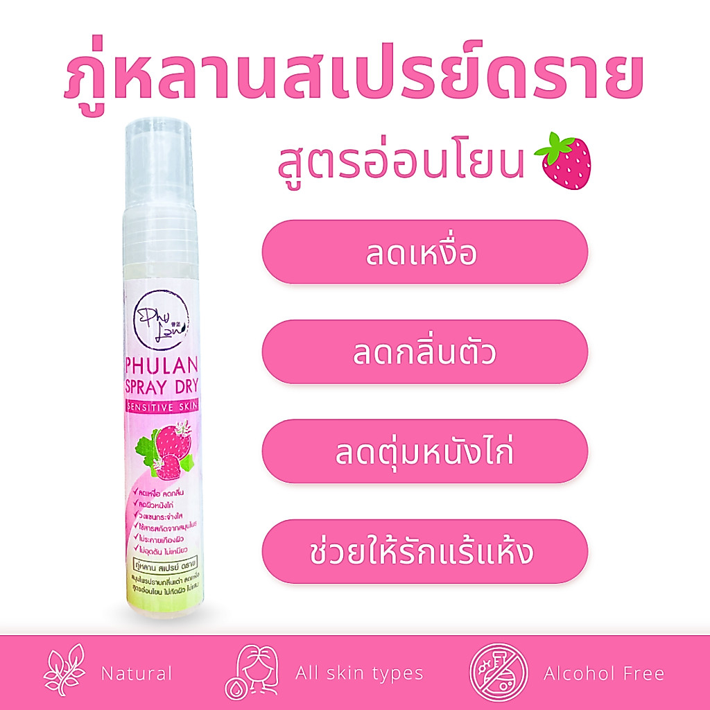 ภู่หลานสเปรย์ดราย ลดกลิ่น ลดเต่า ลดเหงื่อ แห้งสบาย ทำจากสมุนไพร