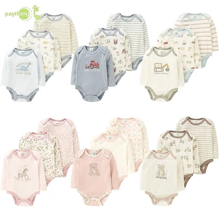 PAYI BABY-3 PIECES ผ้าฝ้ายนุ่มทารกแรกเกิดเสื้อผ้าเด็กทารกสาว Romper ทารกแขนยาว Onesies บอดี้สูท