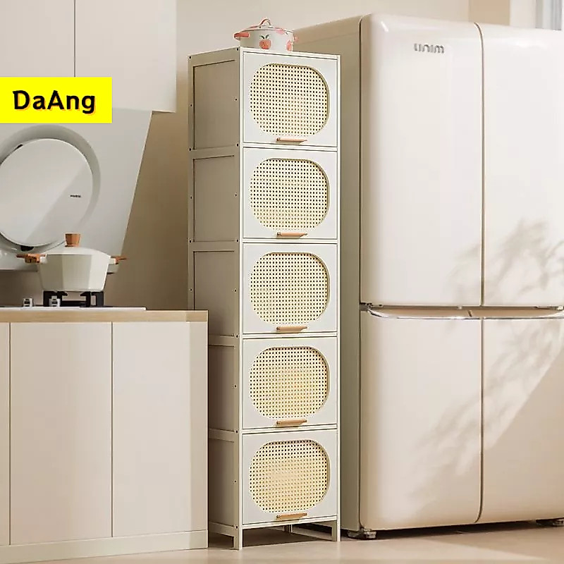 ชั้นวางของในครัวสไตล์ครีม ตู้เก็บของหลายชั้น