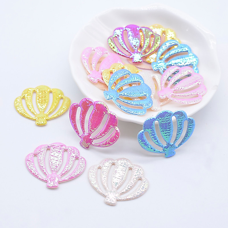 50 ชิ้น 28*25 มิลลิเมตร Bling AB ผ้าเปลือก Appliques สัตว์ทะเลแพทช์สําหรับ DIY เสื้อผ้าหมวก Headwear Bowknot Bow อุปกรณ์ตกแต่ง