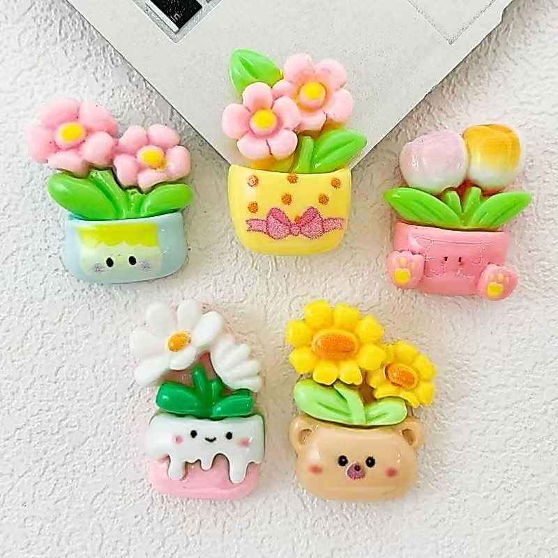 10ชิ้น🎈กระเช้าดอกไม้น่ารัก เรซิ่น อุปกรณ์ทำเครื่องประดับ diy