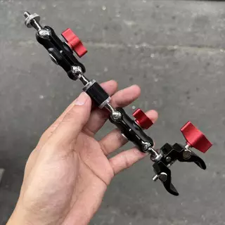 กล้องโลหะที่โดดเด่น Super Clamp 1 ชุด Double Ball Head Magic Arm ปรับได้สําหรับ Monitor Rigging ใหม่