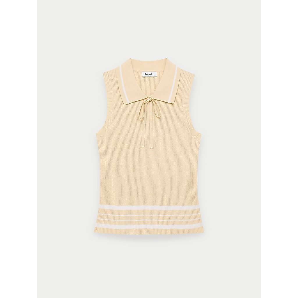 [Pomelo] เสื้อถักลายทางผูกโบว์ / Striped Knit Top