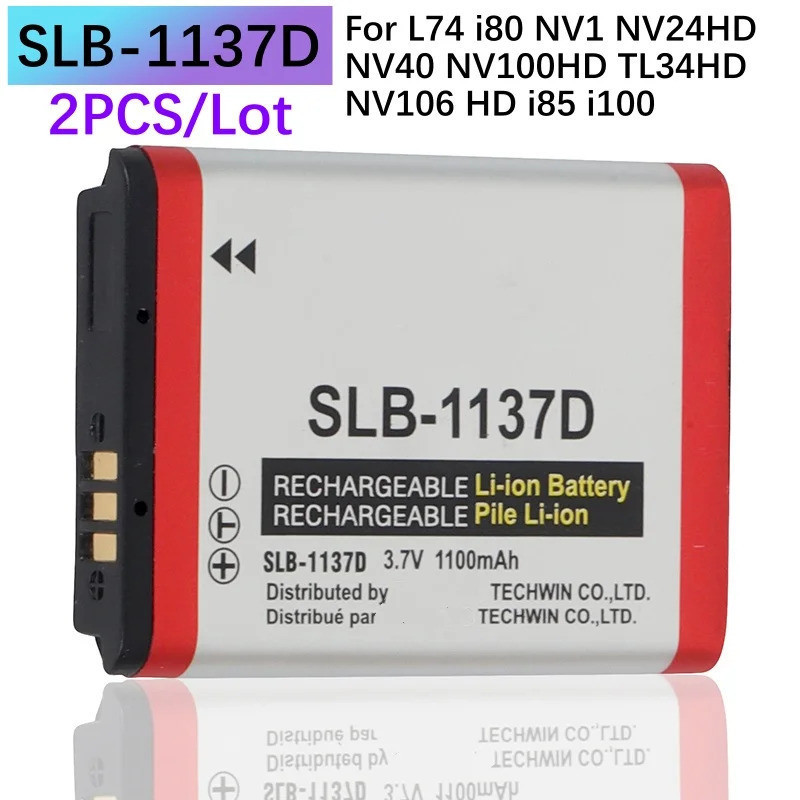 2 ชิ้น/ล็อต SLB-1137D SLB 1137D SLB1137D แบตเตอรี่กล้องดิจิตอลสําหรับ L74 i80 NV1 NV24HD NV40 NV100H