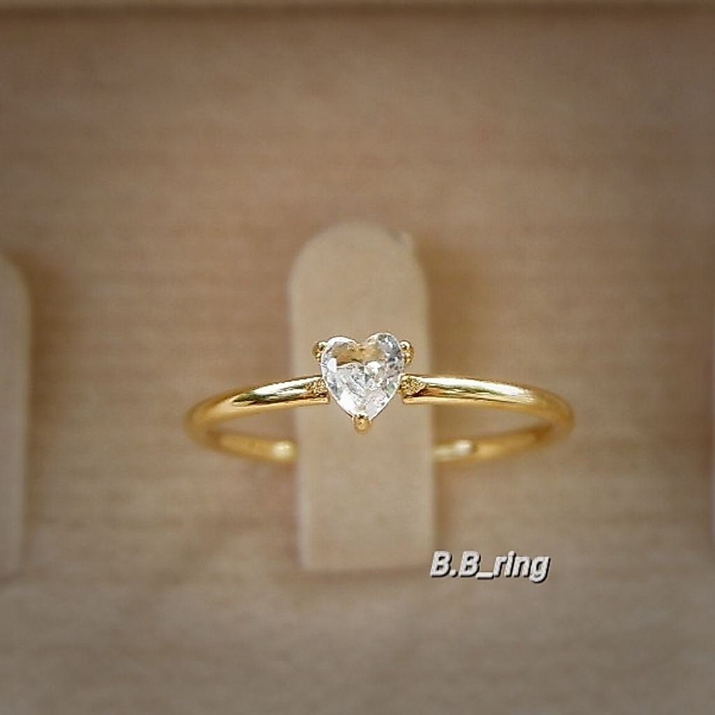 BBแหวนสแตนเลสบางรุ่นเพชsหัวใจจิ๋ว4mmใส่เรียบง่าย
