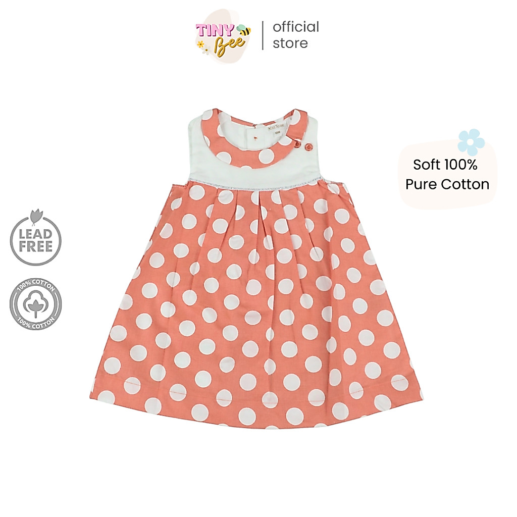 TinyBee ชุดกระโปรง ชุดเด็กผู้หญิง Cotton 100% Baby Girl Dress ชุดเดรสเด็ก สีส้ม อายุ 12-24 เดือน