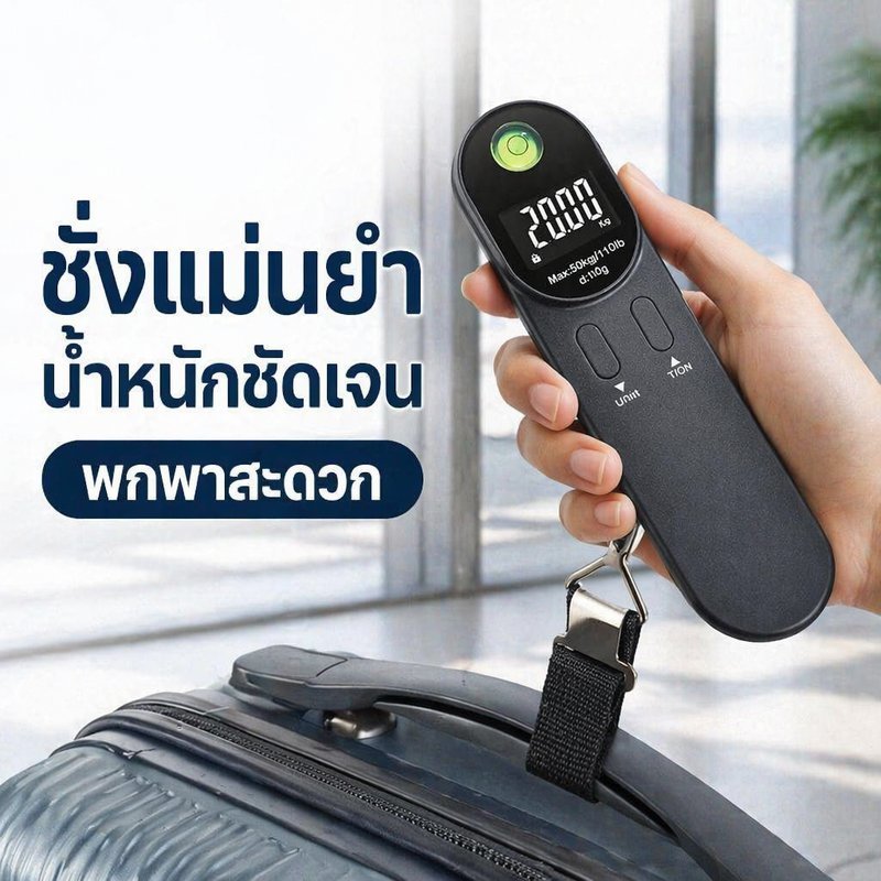 ที่ชั่งน้ำหนักกระเป๋าเดินทาง ดิจิตอล แบบพกพา หน้าจอ LCD มีไฟ น้ำหนักชัดเจน หน่วยกิโล ปอนด์