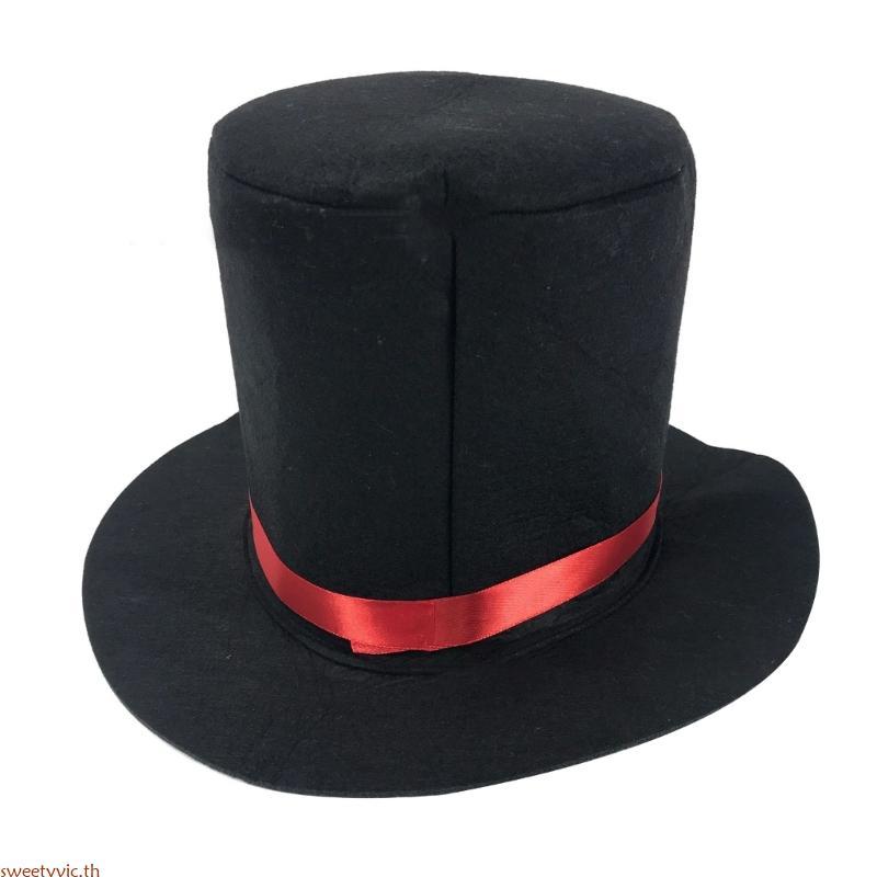 Sweetyvic หมวกสีดํา Magician หมวกดําเนินการแจ๊ส Ringmaster Bowler หมวก