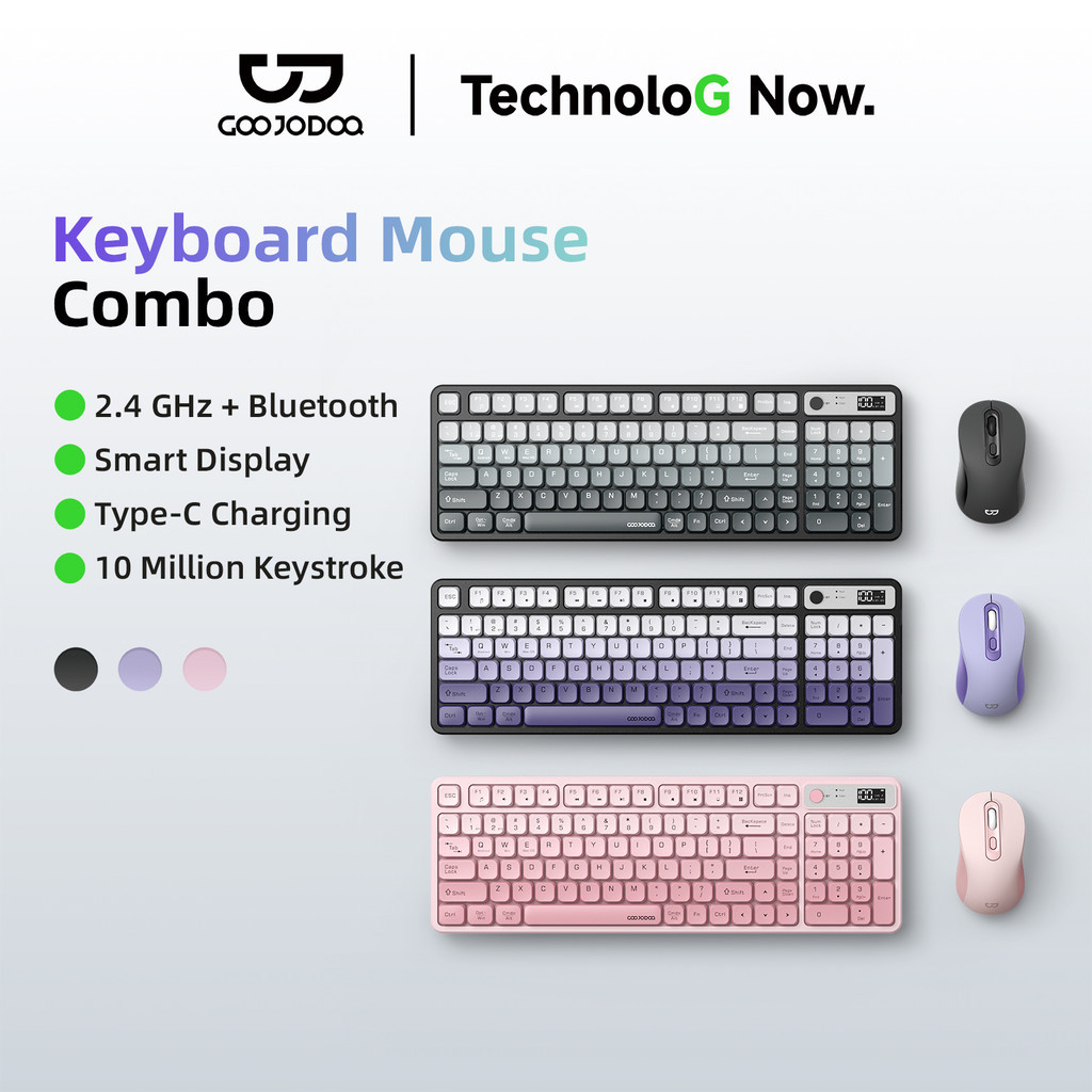 GOOJODOQ Film Keyboard and Mouse Kit Dual-mode Wireless Connection Effortless Control Built for Office Use
