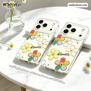 เคสซิลิโคน FNKVISION เหมาะกับ iPhone 17pro,15,16 Pro MAX, 17 Pro Max, 13, 14plus, 12mini, 11, 16, 17AIR ดอกไม้น่ารัก