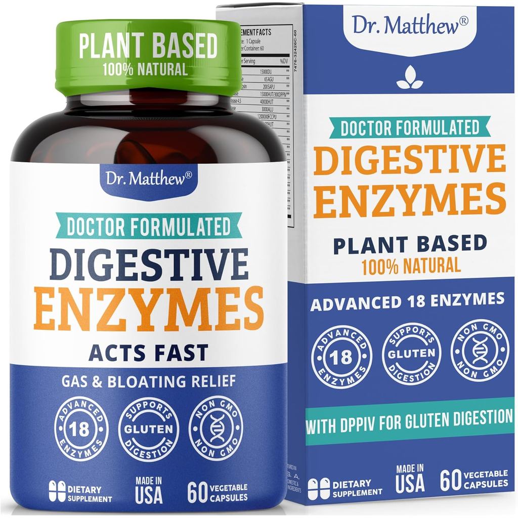Best Digestive Enzymes for Women & Men with Lactase Lipase Amylase Bromelain. Enzymes for Digestion 
