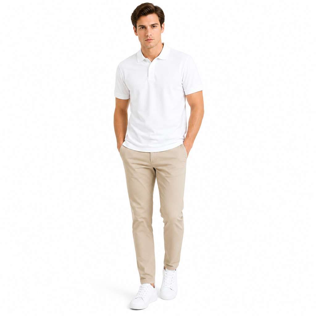 Baverre by Hassenda - Denver เสื้อโปโลผู้ชายธรรมดาคอปก Unisex แขนสั้น สีขาว VPG81213PTH