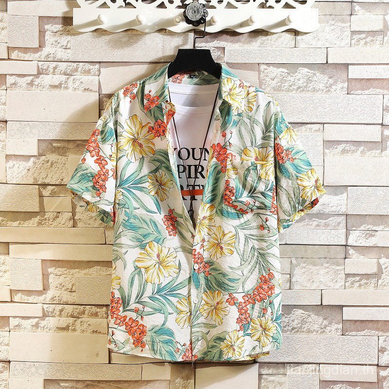 เสื้อเชิ้ตผู้ชายฤดูร้อนชายหาดระบายอากาศหลวมสไตล์ฮ่องกงเสื้อเชิ้ตสีเยาวชน TZ001-1-P25 ZVSD