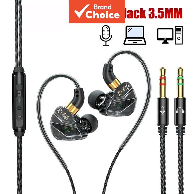 หูฟัง SPRISE M35 3.5 มม. มีสาย แจ็ค พร้อมไมโครโฟน ตัดเสียงรบกวน HiFi สําหรับพีซี เดสก์ท็อป หูฟังสากล เบสสเตอริโอดับเบิล ควบคุมระดับเสียง ที่ครอบหูปรับได้ นุ่ม