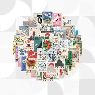 Retro Stamp Sticker (Only 1 Piece Randomly Not a Set) สติ๊กเกอร์แสตมป์ย้อนยุค【ส่งตรงจากญี่ปุ่น】