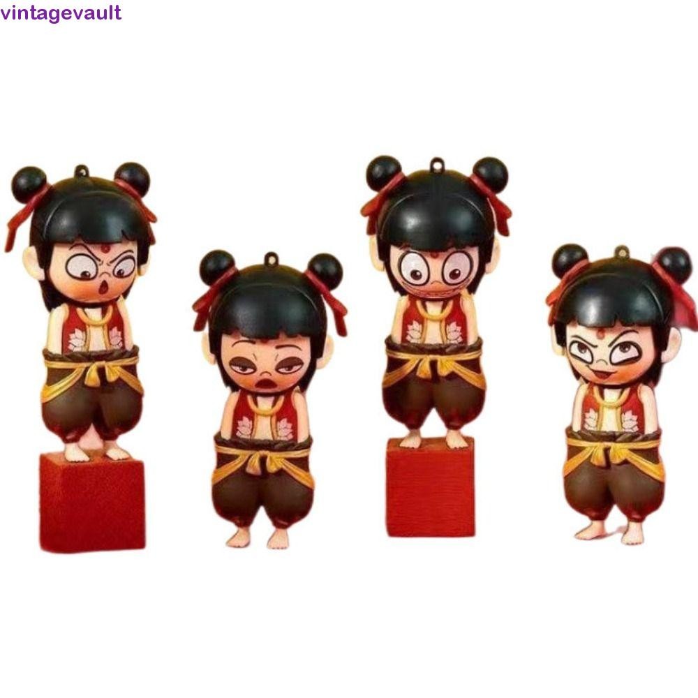 VINTAGEVAULT NeZha2 ตุ๊กตาเปลี่ยนหน้า, สไตล์จีน 4 Facial NeZha Face Makeup Toy, Interactive Toy DIY 