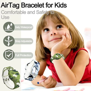 สร้อยข้อมือ AirTag กันน้ําสําหรับเด็ก, สายรัดข้อมือซ่อนสําหรับ AirTag, ที่วางซิลิโคน AirTag สําหรับเด็กวัยหัดเดิน, การออกแบบถัก Secure Anti-Lost (สีฟ้า,Matcha)