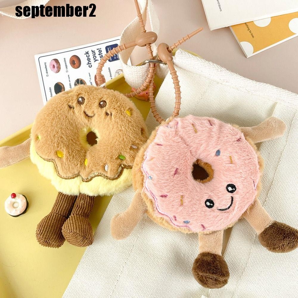 SPEPEMBER Donut Plush Key แหวน, Soft Plush จําลอง Donut จี้,แฟชั่นน่ารัก Doughnut การ์ตูน Donut Plus