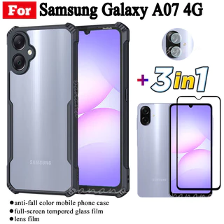 3 in 1 Samsung Galaxy A07 4G เคสโทรศัพท์กันกระแทกสําหรับSamsung Galaxy A 07 A0 7 A17 กระจกนิรภัยป้องกันหน้าจอและเลนส์ฟิล์มด้านหลัง