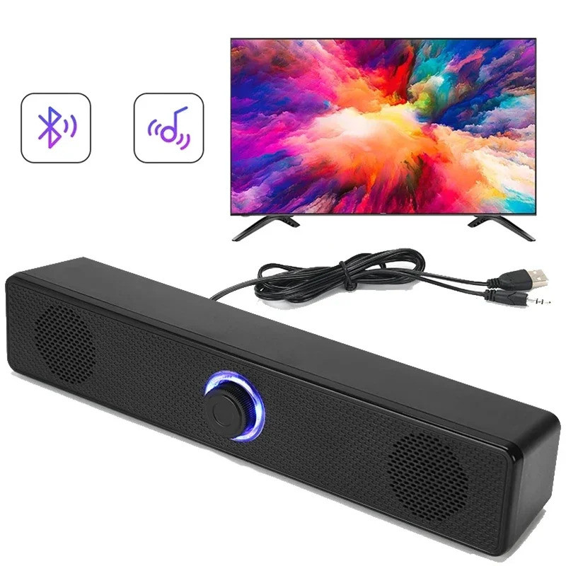 PC Soundbar ลําโพงบลูทูธแบบมีสายและไร้สาย USB Powered Soundbar สําหรับทีวีพีซีแล็ปท็อปสําหรับเล่นเกม