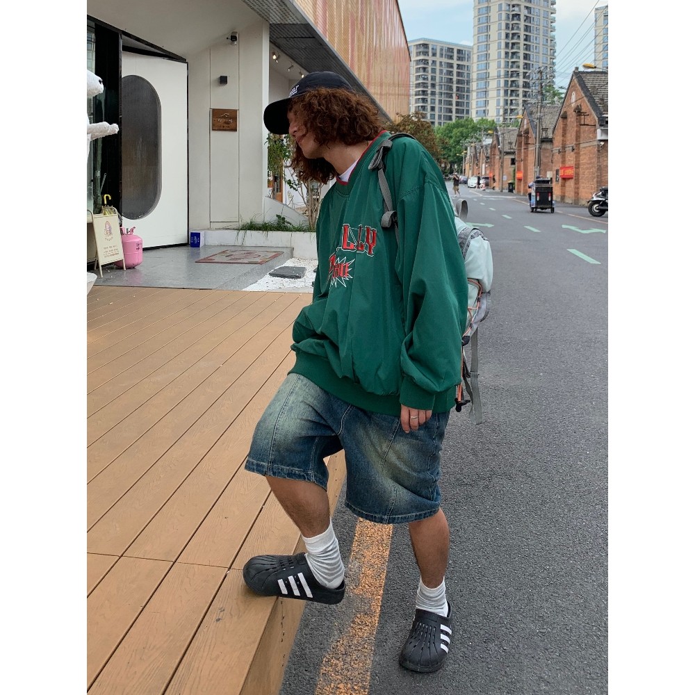 SUIKONE ซุยโคเนะ อเมริกันย้อนยุคจดหมายปักเสื้อคอวีฤดูใบไม้ร่วงผู้ชายและผู้หญิงทุกการแข่งขันเสื้อกีฬา — صورة 7