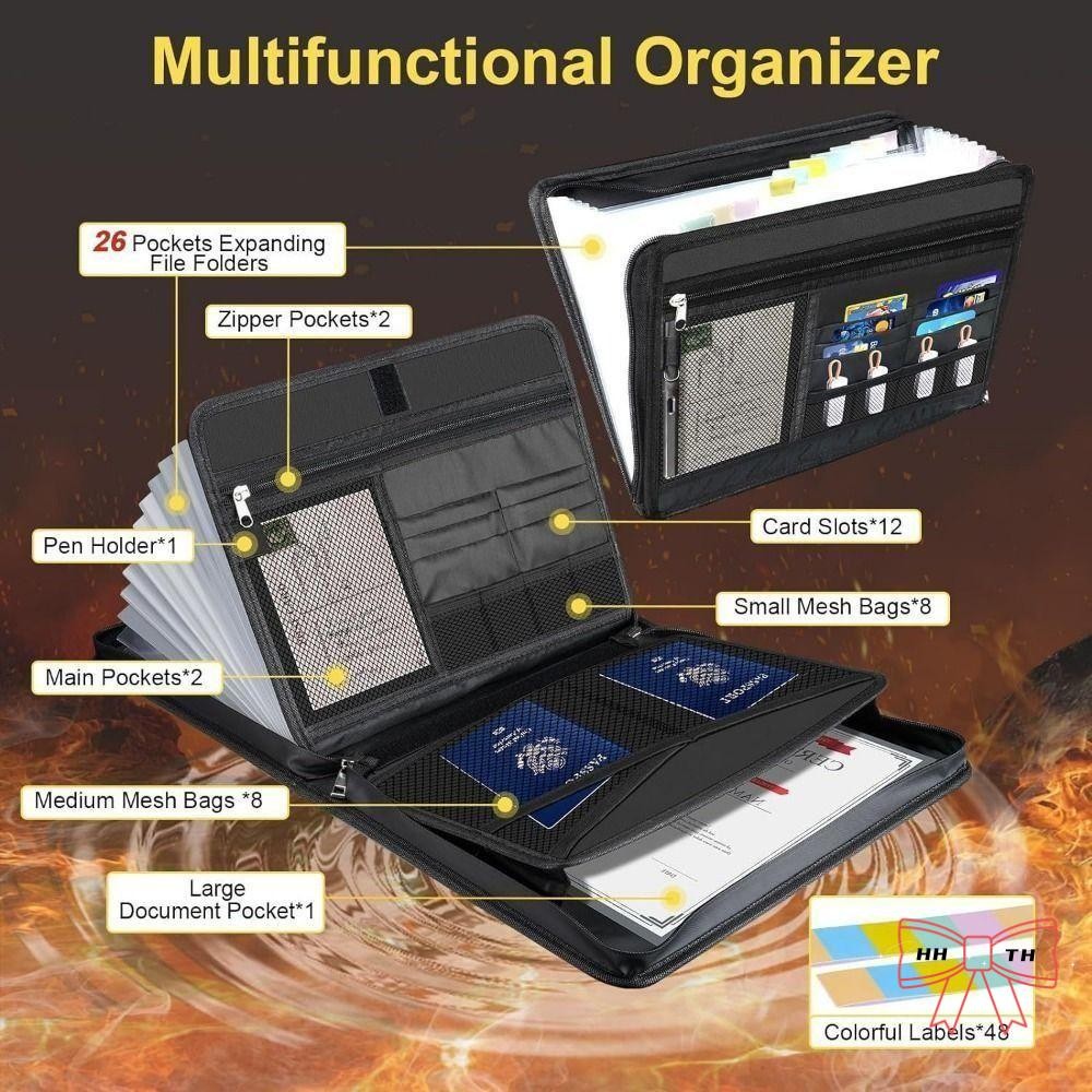 Multi-Zip Pocket A4 Letter File Organizer - กล่องประหยัดพื้นที่แบบพกพาสําหรับเอกสาร