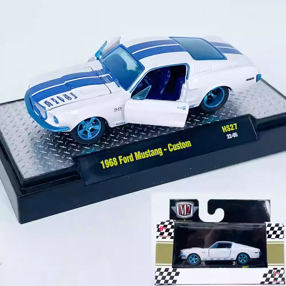 ⭐24ชม.⭐1:64 M2รถรุ่น1968 Ford Mustangที่กําหนดเองจําลองรถDiecastรุ่น