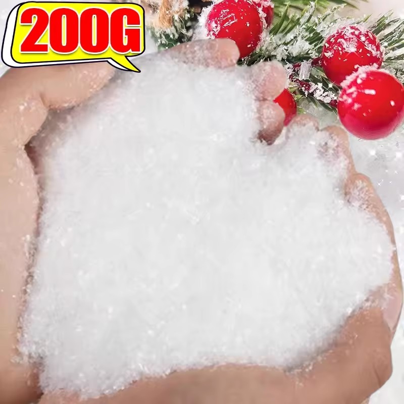 ผงหิมะปลอมสีขาวคริสต์มาส - อเนกประสงค์ DIY คริสต์มาสผงเกล็ดหิมะเทียม