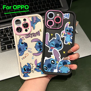 For เคสโทรศัพท์ OPPO กรอบเลนส์สีชมพู A3 A3X A60 5G ตัวการ์ตูนน่ารัก A9 A18 A38 A15 A15s A60 A35 A17 A17K A79 5