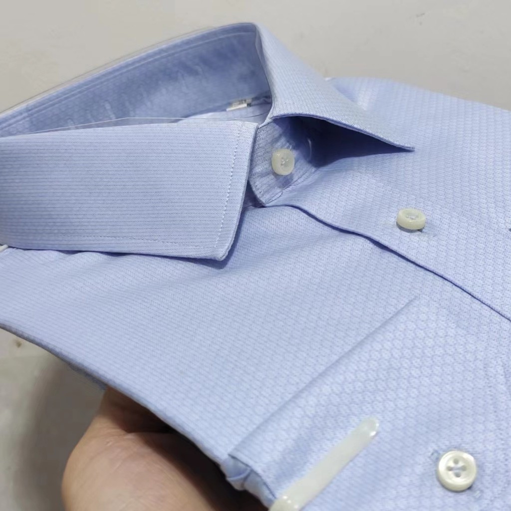 BDVK Zegna Men's Shirt Checkered Light Blue Wedding Groomsman Long Sleeve Fashion Trendy Men's Shirt