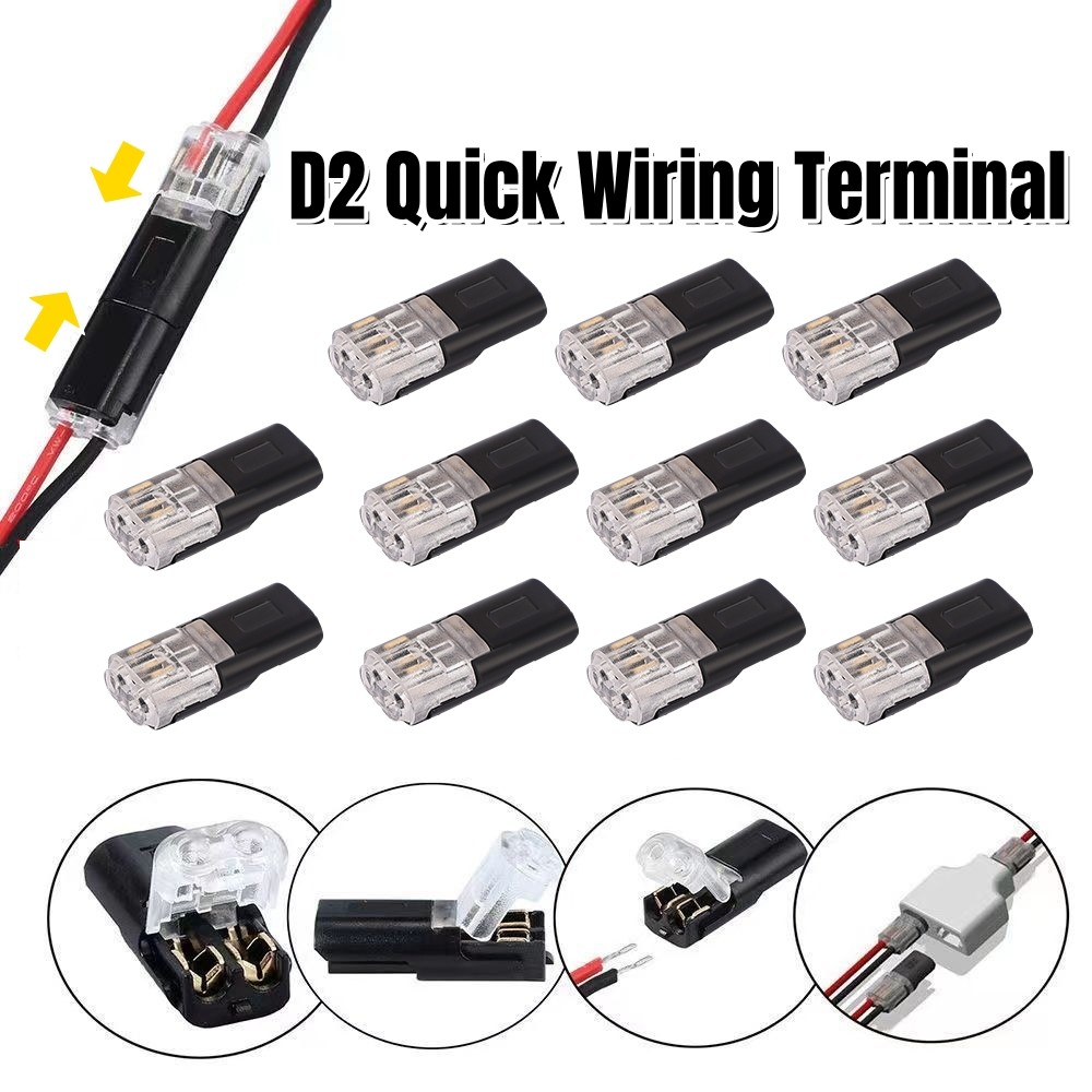 10 ชิ้น/20 ชิ้นปลั๊กสายไฟ Snap Connectors ลวด Double-Wire Plug-In D2 Quick Terminal Block
