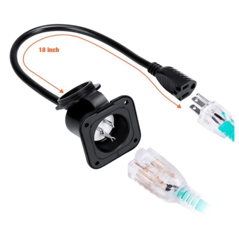 NEMA5-15PTONEMA5-15R American RV ชาร์จซ็อกเก็ต 18 นิ้วสายไฟ RV เฉพาะซ็อกเก็ต