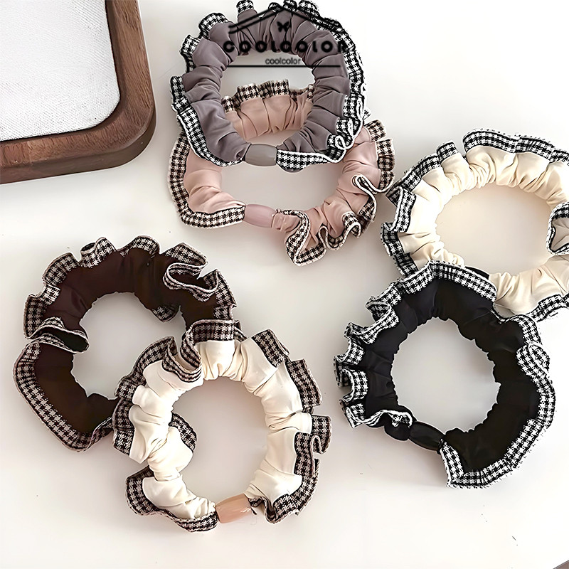 ในไทย✨ยางรัดผมลายสก็อต เชือกมัดผมหางม้า สไตล์เรโทร.COD