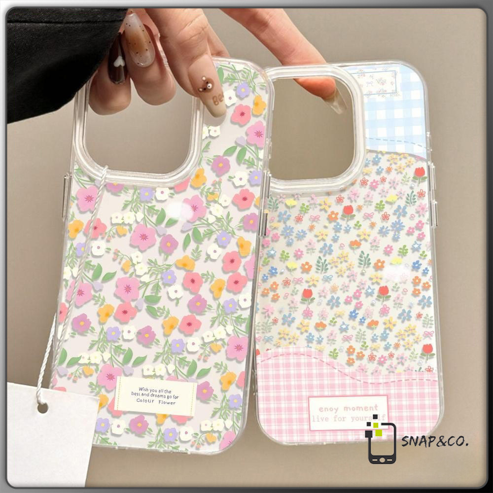 สไตล์สูงระดับ ขายดีบนเว็บไซต์เกาหลี ดีไซน์ดอกเล็ก for iPhone เคสไอโฟน 11 12 13 14 15 16 PLUS PRO MAX X XS MAX XR 7/8PLUS