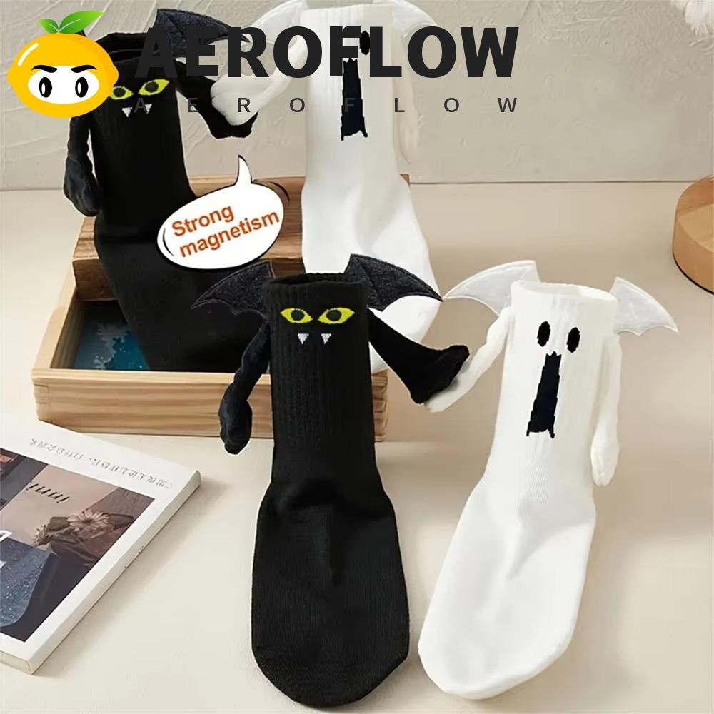 AEROFLOW ถุงเท้าฮาโลวีน, ถุงเท้าแม่เหล็กระบายอากาศแปลกใหม่, ดีไซน์ถือด้วยมือตลกแม่เหล็กความยาวปานกลางถุงเท้าคู่รักฮาโลวีน
