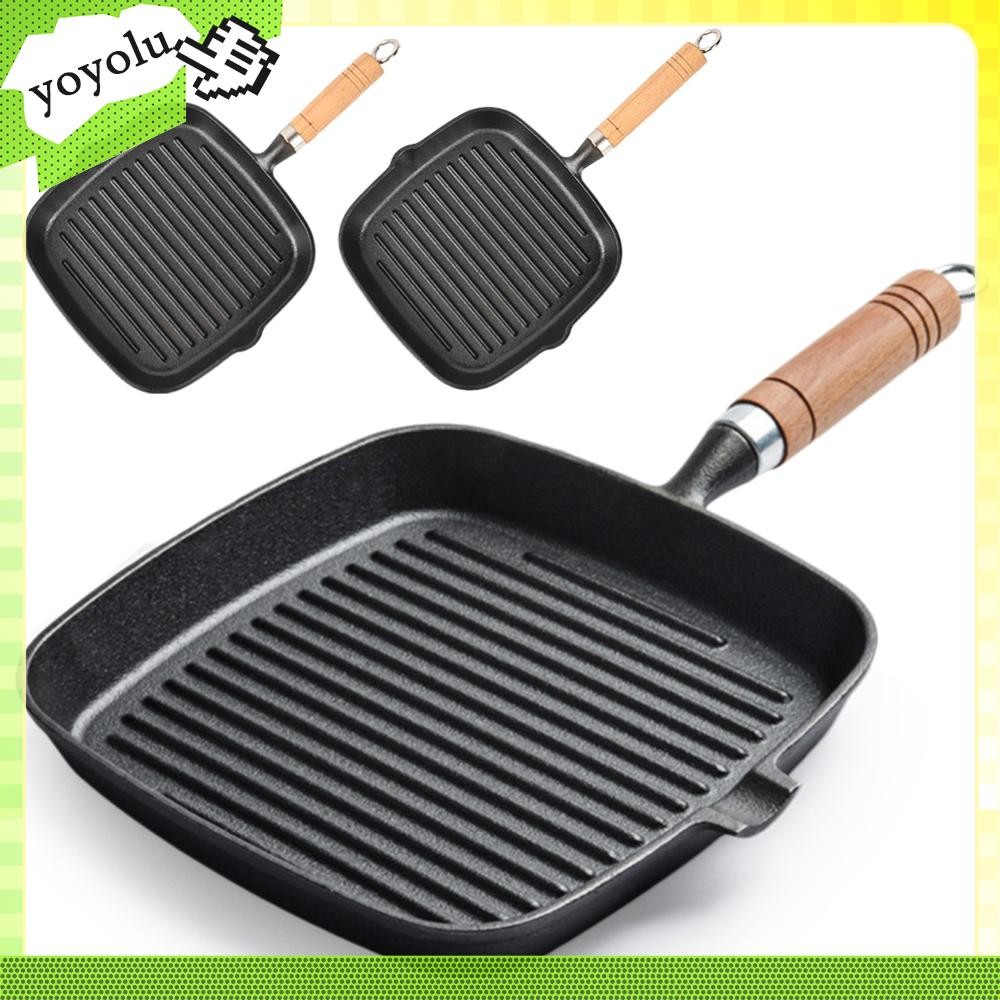 เหล็กหล่อ 7.4/9.1/9.25 นิ้วกระทะย่าง Non-Stick สเต็กกระทะย่าง Skillet Griddle