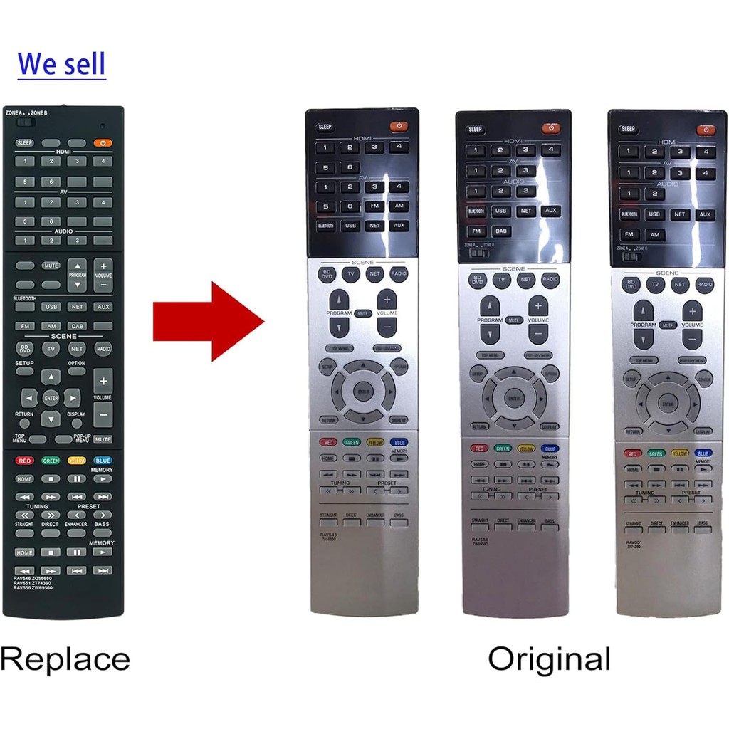 RAV546 ZQ56680 RAV551 ZT74390 RAV556 ZW69560 เปลี่ยนรีโมทคอนโทรลเข้ากันได้กับ Yamaha AV Receiver RX-
