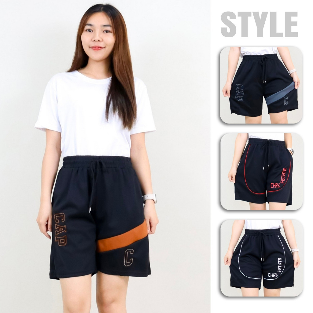 กางเกงขาสั้น 5ส่วน กางเกงลำลอง สกรีนลายตัวอักษร ผ้าเกาหลี ใส่ได้ทั้งชายและหญิง p5961# p5962#