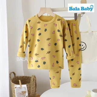 ชุดนอนเด็ก ชุดนอนแขนยาวขายาว เสื้อผ้าเด็ก พิมพ์ลายหมี ผ้านุ่มๆยืดๆ Size80-120 CXT37