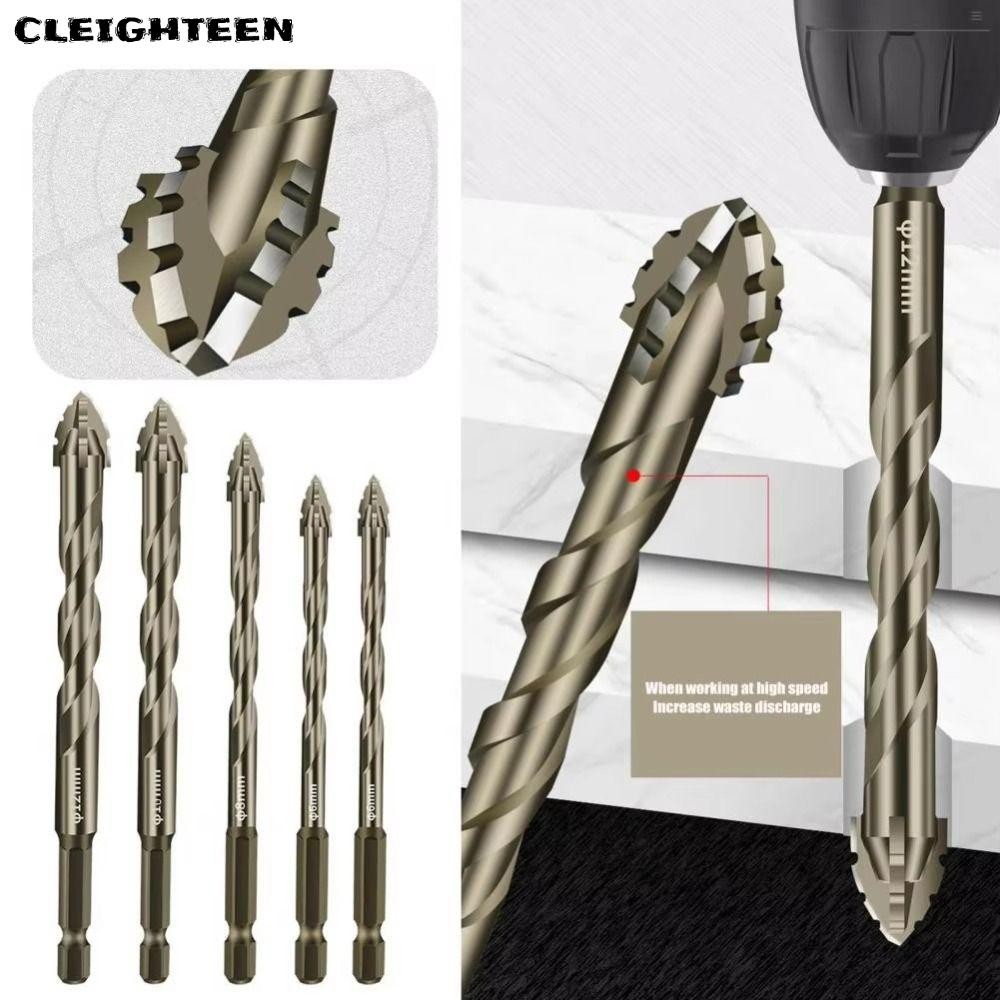 CLEIGHTEEN ดอกสว่านประหลาด, ดอกสว่านกระเบื้องความแข็งสูงสี่ขอบ, หัว Skewed คุณภาพสูงหยักคอนกรีตเจาะบิตชุดสําหรับ 4/6 ชิ้นเครื่องมือเจาะ