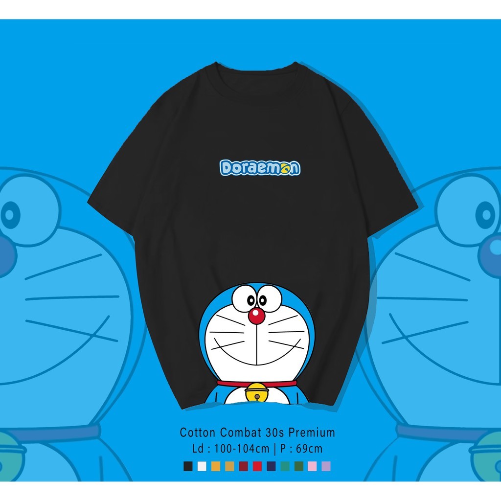 เสื้อยืดคอกลม Doraemon Unisex ทำจากผ้าฝ้าย 100% คุณภาพสูง มีไซส์ตั้งแต่ S ถึง 5XL