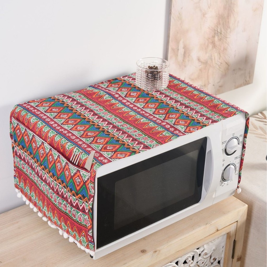 ปกไมโครเวฟขนาด 30x90cm ทำจากผ้าฝ้ายและลินิน พร้อมถุงเก็บอุปกรณ์