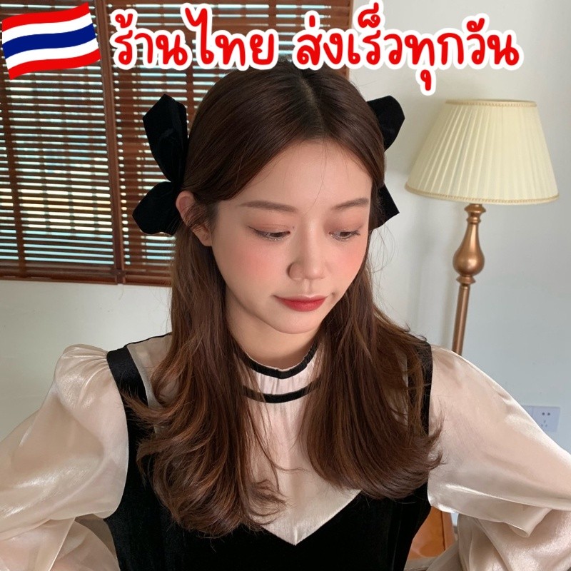 พร้อมส่งร้านไทย🔥 โบว์สีดำ ที่คาดผม 1 คู่ กิ๊บติดผม อุปกรณ์ตกแต่งผม สไตล์เกาหลี น่ารัก