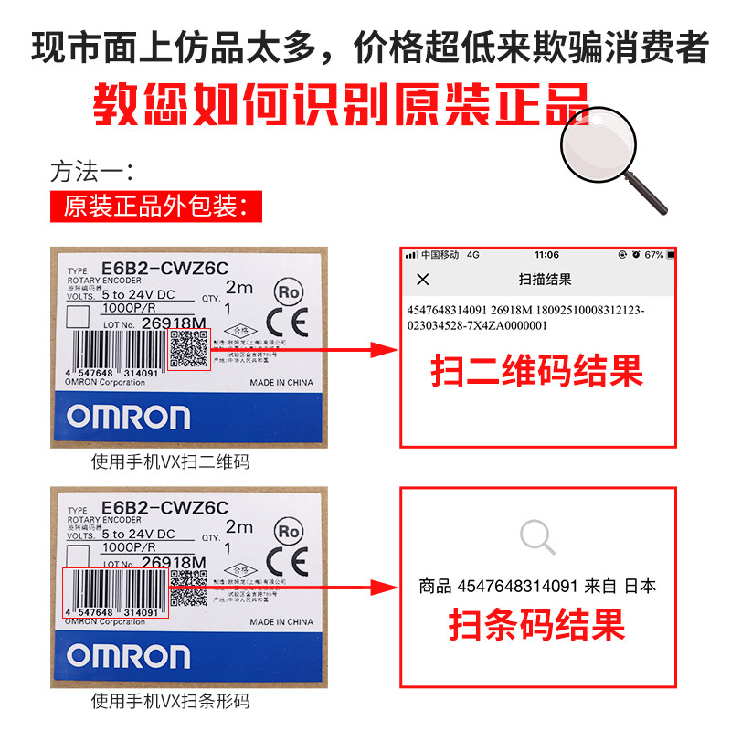 ต้นฉบับของแท้ Omron Encoder E6B2-CWZ6C 100P/360P/600P/1,000P/2,000P500