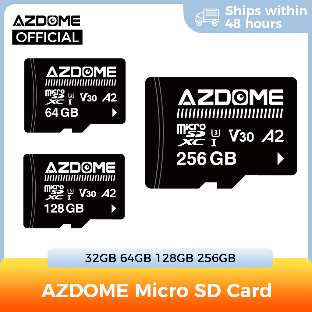 AZDOME Micro SD การ์ด 256GB 128GB 64GB 32GB การ์ดหน่วยความจําความเร็วสูงสําหรับ AZDOME Dash Cam อะแด