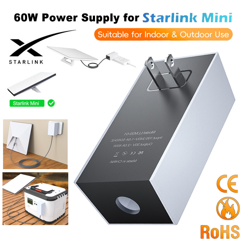 Starlink Mini US Plug Wall Charger 60W เปลี่ยนแหล่งจ่ายไฟ 30V/2A เอาต์พุตอะแดปเตอร์ AC สําหรับ Starlink Mini จาน