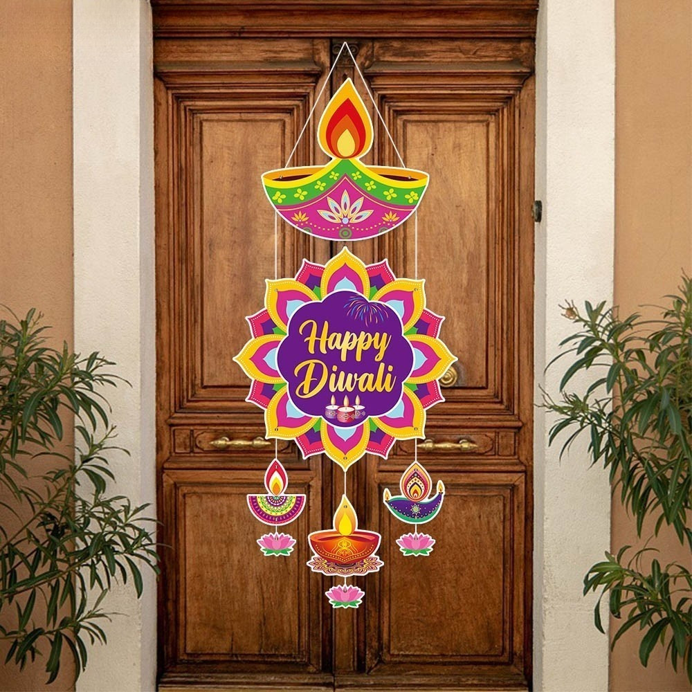 [คลังสินค้าพร้อม] Happy Diwali Festival Decor Deepavali เครื่องประดับแขวนประตูรายการตกแต่ง