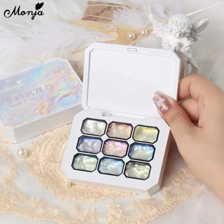 Monja เล็บ UV เจล Polish Magic Aurora Fairy ภาพวาด 3D การสร้างแบบจําลอง กระจกแป้งเคลือบเงา Palette