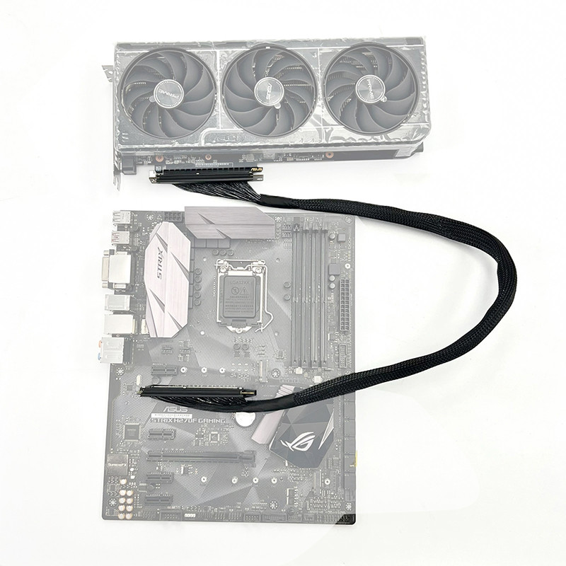 PCIE 5.0 x16 GEN5 Dual ย้อนกลับด้านข้างดัดกราฟิกการ์ดสําหรับแชสซี Server สําหรับ NVIDIA RTX50 AMD RX