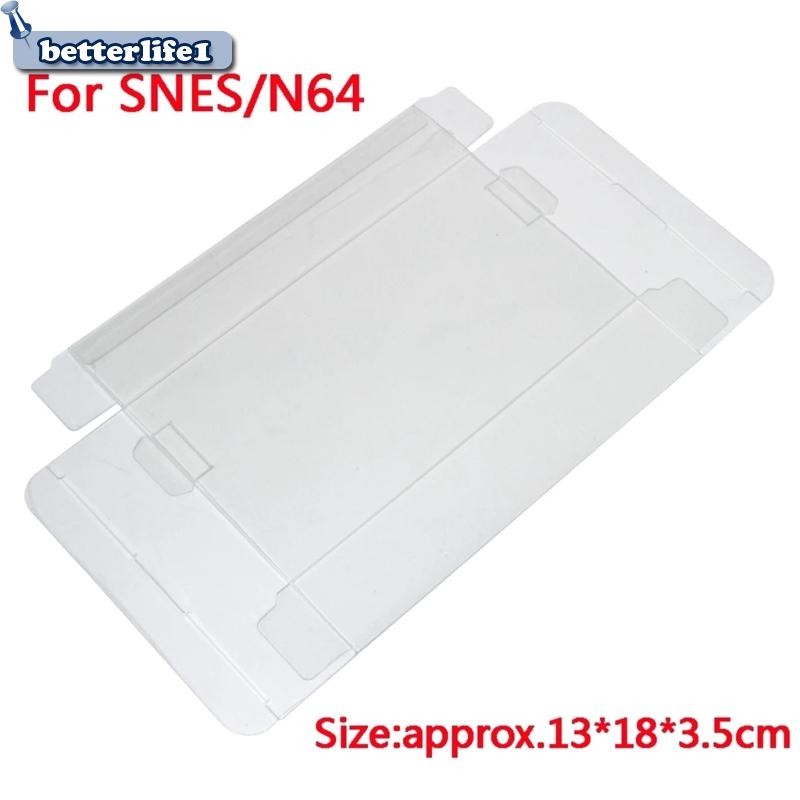 BTM 2 ชิ้นชุดรถเข็น Clear CIB Case Sleeve Box สําหรับ SNES N64 CIB Games Protector
